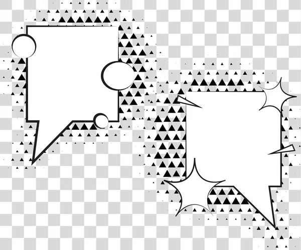 Bulles de discours comiques avec ombres triangles demi-tons. Illustration vectorielle eps 10 isolée sur fond . — Image vectorielle