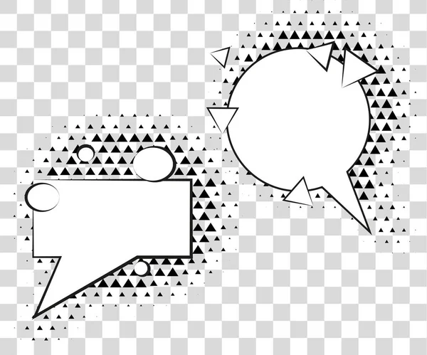 Burbujas de habla cómica con sombras triángulos de medio tono. Ilustración vectorial eps 10 aislado sobre fondo . — Archivo Imágenes Vectoriales