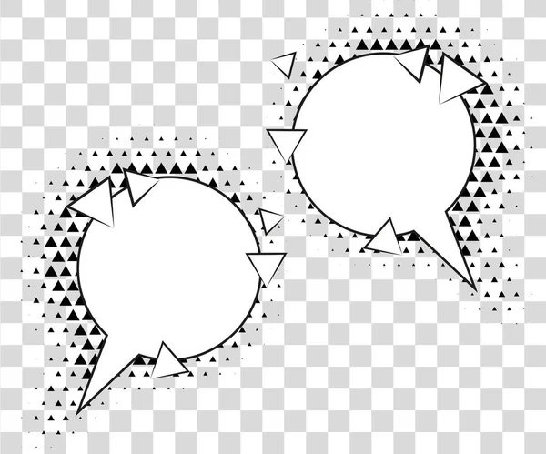 Комічні бульбашки мовлення з тінями напівтонних трикутників. Векторні ілюстрації eps 10 ізольовані на фоні . — стоковий вектор