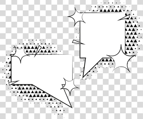 Bule de vorbire benzi desenate cu umbre triunghiuri de jumătate de ton. Ilustrație vectorială eps 10 izolat pe fundal . — Vector de stoc