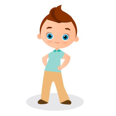 Genç çocuk. Vektör çizim eps 10 beyaz arka plan üzerinde izole. Düz çizgi film tarzı.