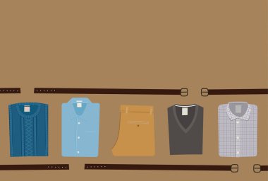 Kıyafetler moda arka plan. Erkek giyim kavramı. Düz stil Erkekler giyim vektör çizim eps 10.