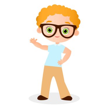 Genç çocuk. Vektör çizim eps 10 beyaz arka plan üzerinde izole. Düz çizgi film tarzı.