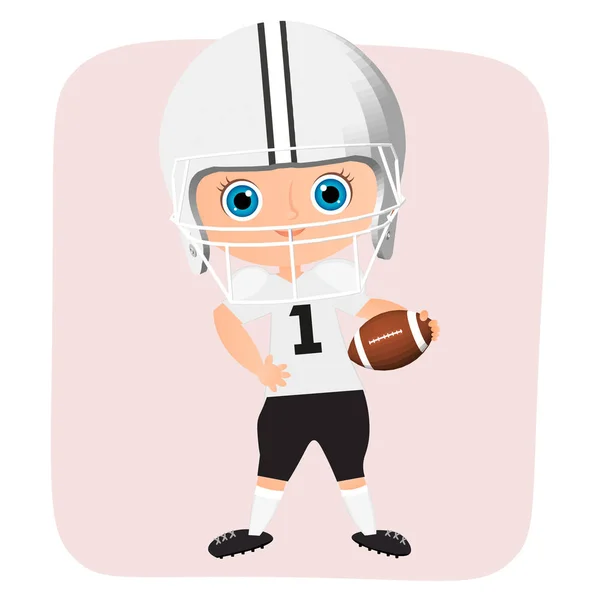 Junge. Kind spielt American Football. Vektor Illustration Folge 10 isoliert auf weißem Hintergrund. flacher Cartoon-Stil. — Stockvektor