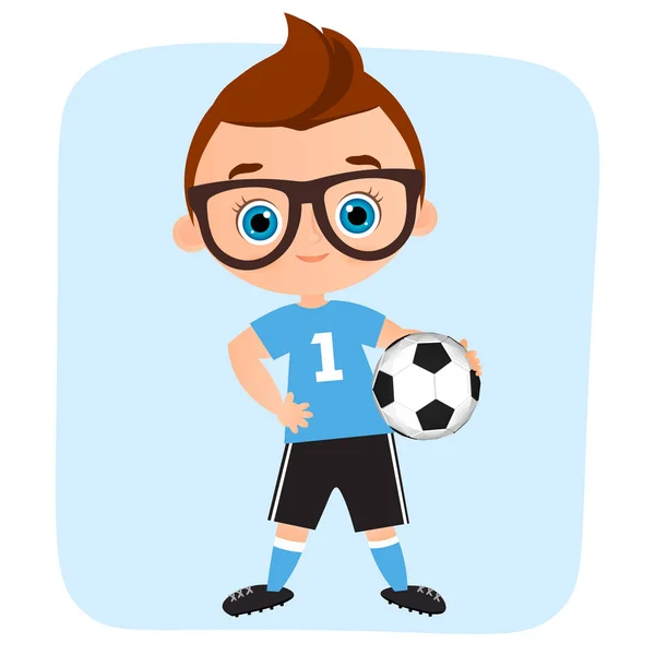 Ragazzo. Ragazzo che gioca a football. Illustrazione vettoriale eps 10 isolato su sfondo bianco. Stile piatto cartone animato . — Vettoriale Stock