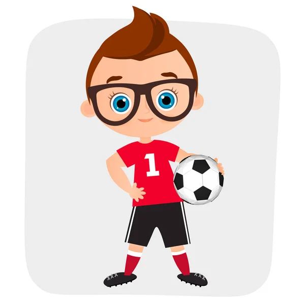 Junge. Kind beim Fußballspielen. Vektor Illustration Folge 10 isoliert auf weißem Hintergrund. flacher Cartoon-Stil. — Stockvektor