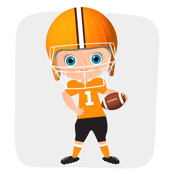 Junge. Kind spielt American Football. Vektor Illustration Folge 10 isoliert auf weißem Hintergrund. flacher Cartoon-Stil. — Stockvektor