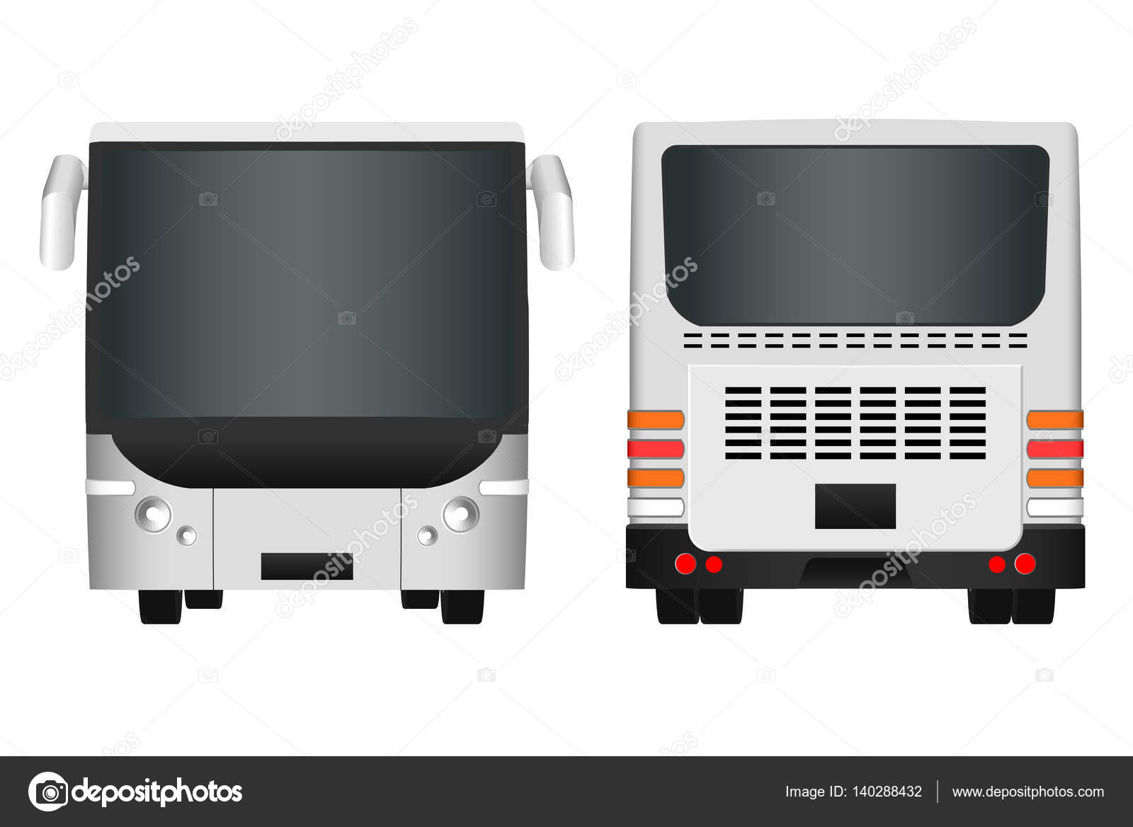 city bus template passenger transport sides view from back and