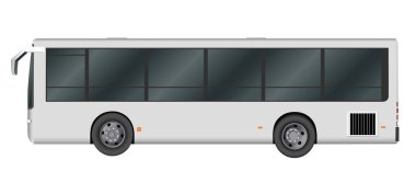 Şehir otobüs şablonu. Yolcu taşımacılığı. Beyaz arka plan üzerinde izole vektör çizim eps 10.