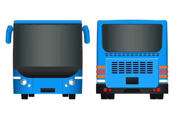 City bus template. Passenger transport sides view from back and front. Vector illustration eps 10 isolated on white background. — Stock Vector