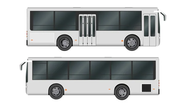 Шаблон городского автобуса. Пассажирские перевозки. Векторные иллюстрации 10 на белом фоне . — стоковый вектор