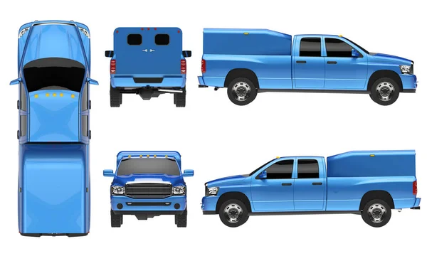 Modelo de caminhão captador azul carro isolado no fundo branco . — Fotografia de Stock