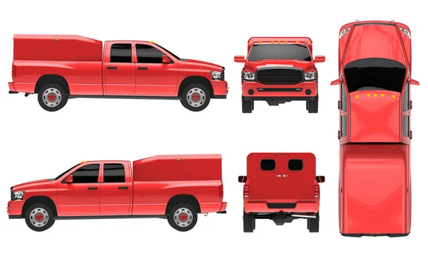 Κόκκινο φορτηγό επαναλείψεων πρότυπο απομονωμένες αυτοκίνητο σε λευκό φόντο. — Φωτογραφία Αρχείου