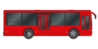 Kırmızı şehir otobüs şablonu. Yolcu taşımacılığı. Beyaz arka plan üzerinde izole vektör çizim eps 10.