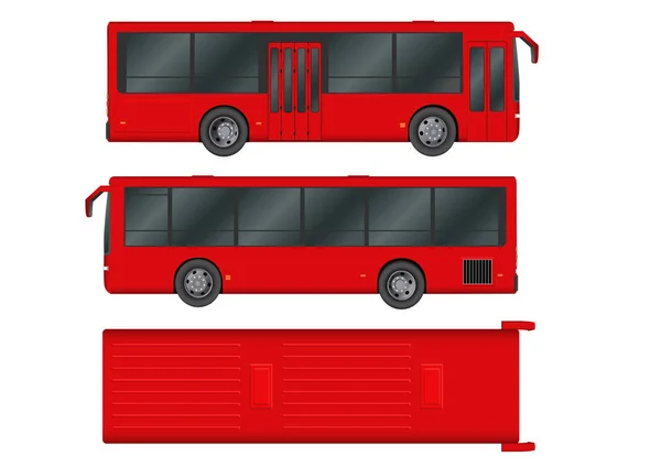 Plantilla de autobús de Red City. Transporte de pasajeros. Ilustración vectorial eps 10 aislado sobre fondo blanco . — Vector de stock