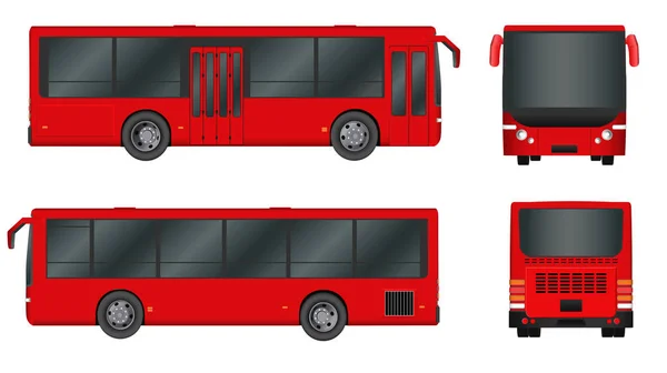 Red City bus template. Passenger transport. Vector illustration eps 10 isolated on white background. — Stock Vector