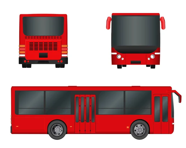 Red City bus template. Passenger transport. Vector illustration eps 10 isolated on white background. — Stock Vector