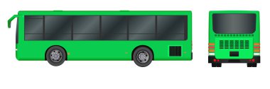 Yeşil kırmızı şehir otobüs şablonu. Yolcu taşımacılığı. Beyaz arka plan üzerinde izole vektör çizim eps 10.