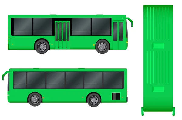 緑の都市バスのテンプレートです。旅客輸送。白い背景に分離されたベクトル イラスト eps 10. — ストックベクタ
