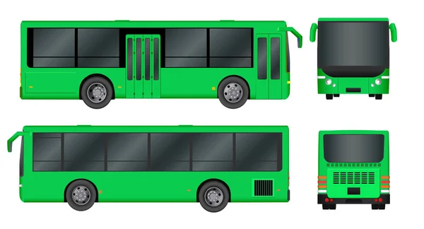 Green City bus template. Passenger transport. Vector illustration eps 10 isolated on white background. — Stock Vector