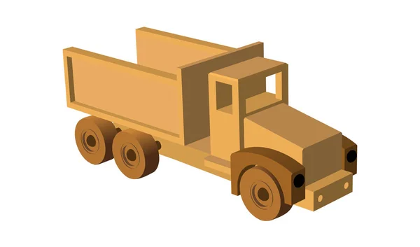 Voiture-jouet. Camion jouet en bois. Illustration vectorielle eps 10 isolée sur fond blanc style dessin animé . — Image vectorielle