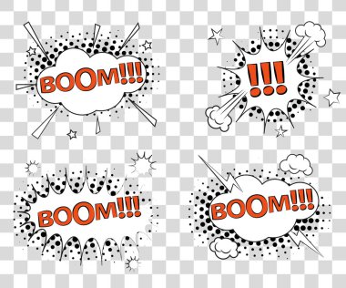 Komik konuşma balonları yarı ton üçgenler gölgeler ile ayarlayın. Arka plan üzerinde izole vektör çizim eps 10.