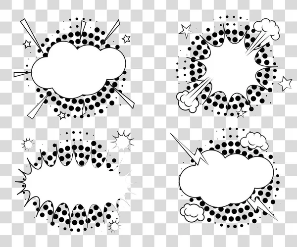 Impostare bolle discorso comico con ombre mezzitoni triangoli. Illustrazione vettoriale eps 10 isolato su sfondo . — Vettoriale Stock