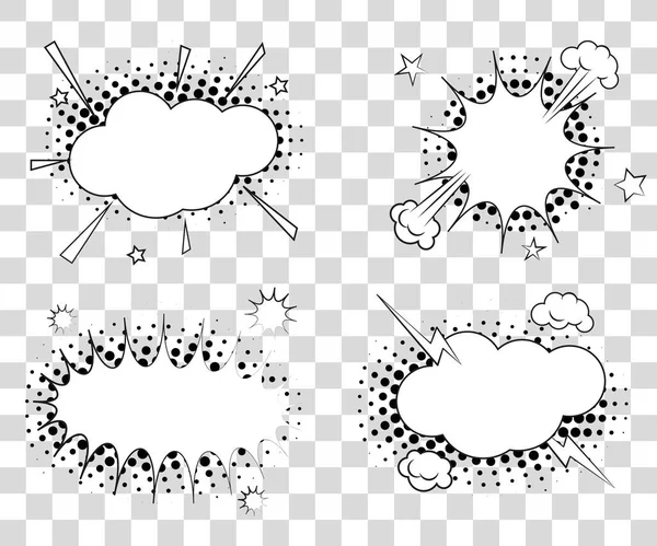 Setzen komische Sprechblasen mit Halbtondreiecken Schatten. Vektor-Abbildung Folge 10 isoliert auf Hintergrund. — Stockvektor