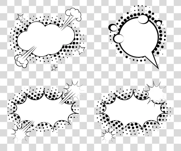 Set Comic speech bubbles with halftone triangles shadows. Vector illustration eps 10 isolated on background. — Stock Vector