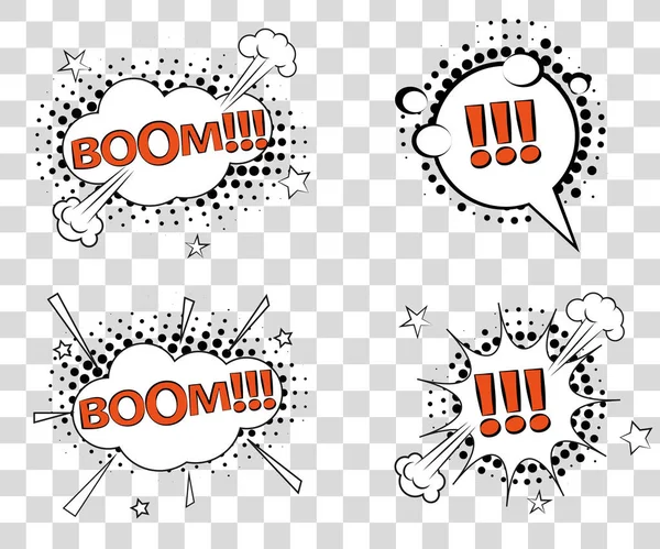 Set Comic speech bubbles with halftone triangles shadows. Vector illustration eps 10 isolated on background. — Stock Vector