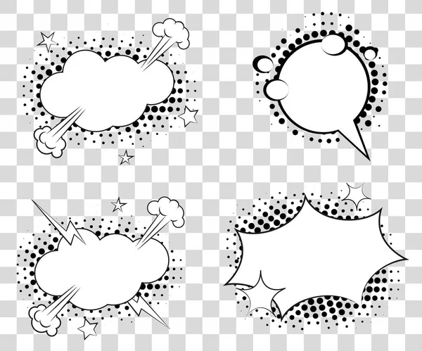 Set Burbujas de habla cómica con sombras de triángulos de medio tono. Ilustración vectorial eps 10 aislado sobre fondo . — Archivo Imágenes Vectoriales
