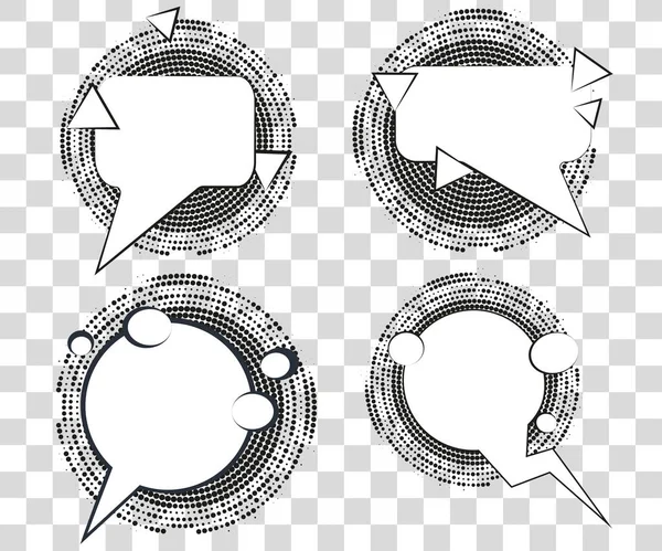 Set Burbujas de habla cómica con sombras de triángulos de medio tono. Ilustración vectorial eps 10 aislado sobre fondo . — Archivo Imágenes Vectoriales