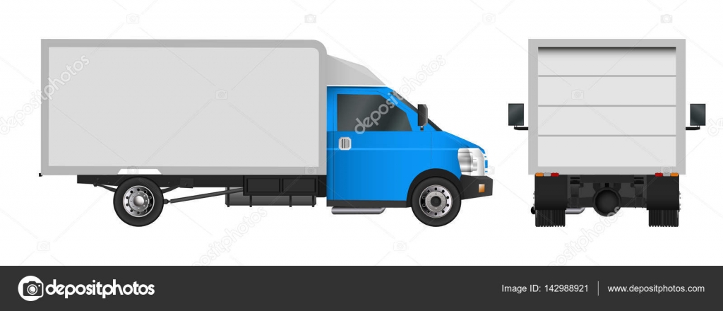 青いトラック テンプレート 貨物バンのベクトル イラスト Eps 10 白い背景上に分離 市内商用車配信 ストックベクター C Vladimir Hapaev