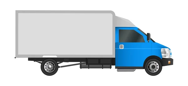 Modelo de camião azul. Cargo van Vector ilustração EPS 10 isolado sobre fundo branco. Cidade entrega de veículos comerciais . —  Vetores de Stock