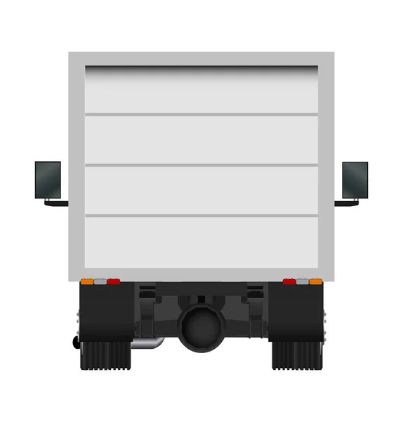 Blauwe vrachtwagen sjabloon. Lading van Vector Illustratie EPS-10 geïsoleerd op een witte achtergrond. Stad bedrijfsvoertuig levering. — Stockvector