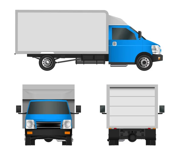 Blå lastbil mall. Cargo van vektor illustration Eps 10 isolerade på vit bakgrund. Stadens kommersiella fordon leverans. — Stock vektor