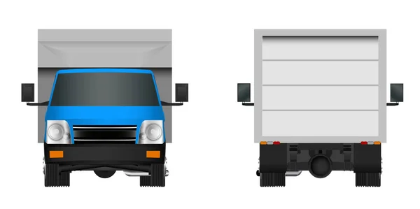 Blå lastbil mall. Cargo van vektor illustration Eps 10 isolerade på vit bakgrund. Stadens kommersiella fordon leverans. — Stock vektor