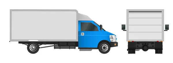 Szablon Niebieski samochód ciężarowy. Ilustracja wektorowa van Cargo Eps 10 na białym tle na białym tle. Dostawa pojazdów użytkowych. — Wektor stockowy