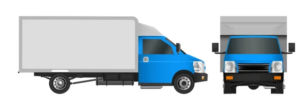 Plantilla azul camión. Cargo van Vector ilustración EPS 10 aislado sobre fondo blanco. Ciudad entrega de vehículos comerciales . — Vector de stock