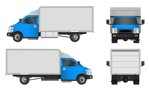 Blue truck template. Cargo van Vector illustration EPS 10 isolated on white background. City commercial vehicle delivery. — Stock Vector
