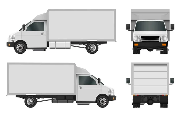Πρότυπο λευκό φορτηγό. Cargo van διανυσματικά εικονογράφηση eps 10 απομονώνονται σε λευκό φόντο. Την υπηρεσία παράδοσης αυτοκινήτου εμπορική πόλη. — Διανυσματικό Αρχείο