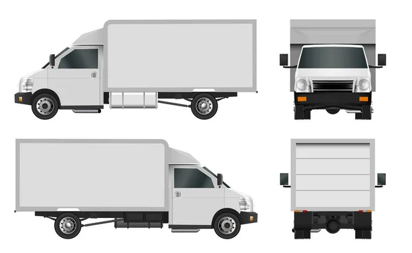 Weiße LKW-Vorlage. Cargo van Vector Illustration Folge 10 isoliert auf weißem Hintergrund. Stadt Lieferservice für Nutzfahrzeuge. — Stockvektor