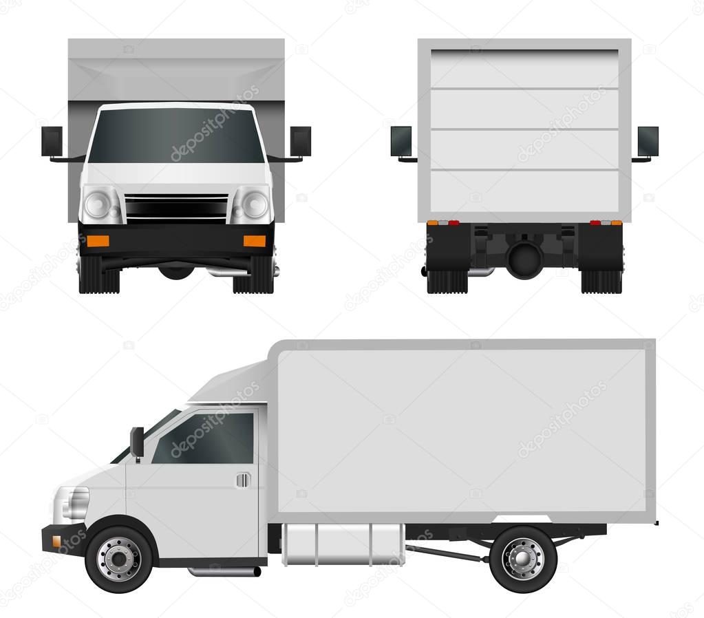 White truck template. Cargo van Vector illustration eps 10 isolated on white background. City commercial car delivery service