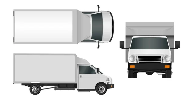 Plantilla de camión blanco. Cargo van Vector ilustración eps 10 aislado sobre fondo blanco. Ciudad comercial servicio de entrega de coches . — Vector de stock