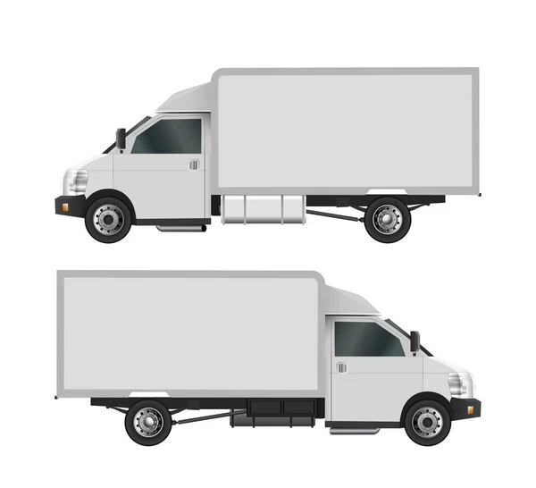 Modelo de camião branco. Cargo van Vector ilustração eps 10 isolado em fundo branco. Serviço de entrega de carro comercial da cidade . —  Vetores de Stock