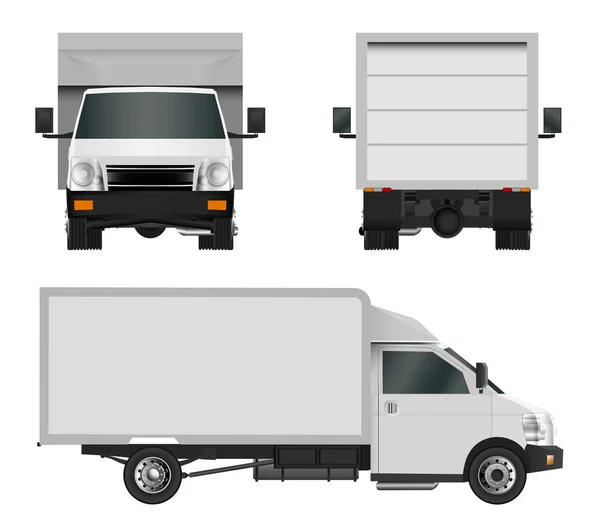 White truck template. Cargo van Vector illustration eps 10 isolated on white background. City commercial car delivery service. — Stock Vector