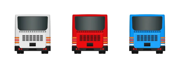Plantilla de autobús urbano. Set Vista lateral del transporte de pasajeros desde atrás y adelante. Ilustración vectorial eps 10 aislado sobre fondo blanco . — Vector de stock