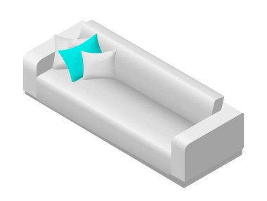 Lüks oturma grubu oturma odası için yastık. İç tasarım. Beyaz arka plan üzerinde izole vektör çizim.