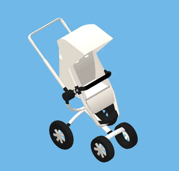 Isometrisk moderna barnvagnar. Vektorillustration isolerade. — Stock vektor