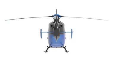 Beyaz arka plan üzerinde izole mavi helikopter. 3D çizim.